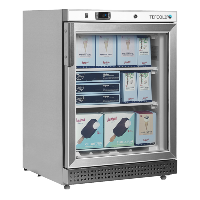 120 L single-door heated glass upright freezer