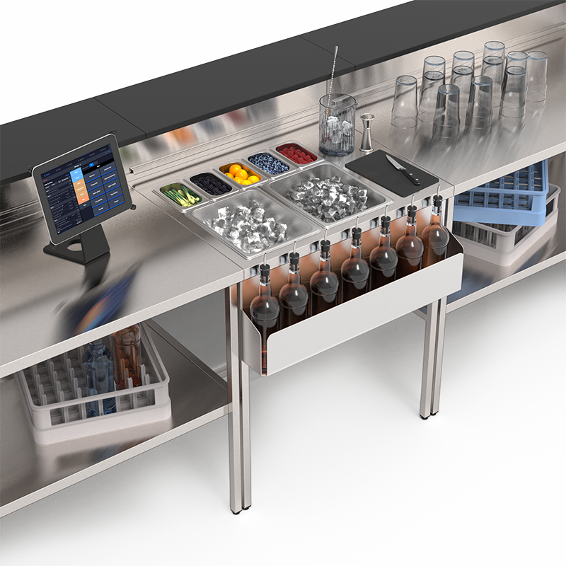 Station cocktail bac gastronorme 77 cm, bar mobile Éos
