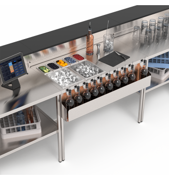Gastronorm pan cocktail station 114 cm, Éos mobile bar