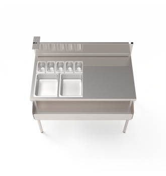 Station cocktail bac gastronorme 114 cm, bar mobile Éos