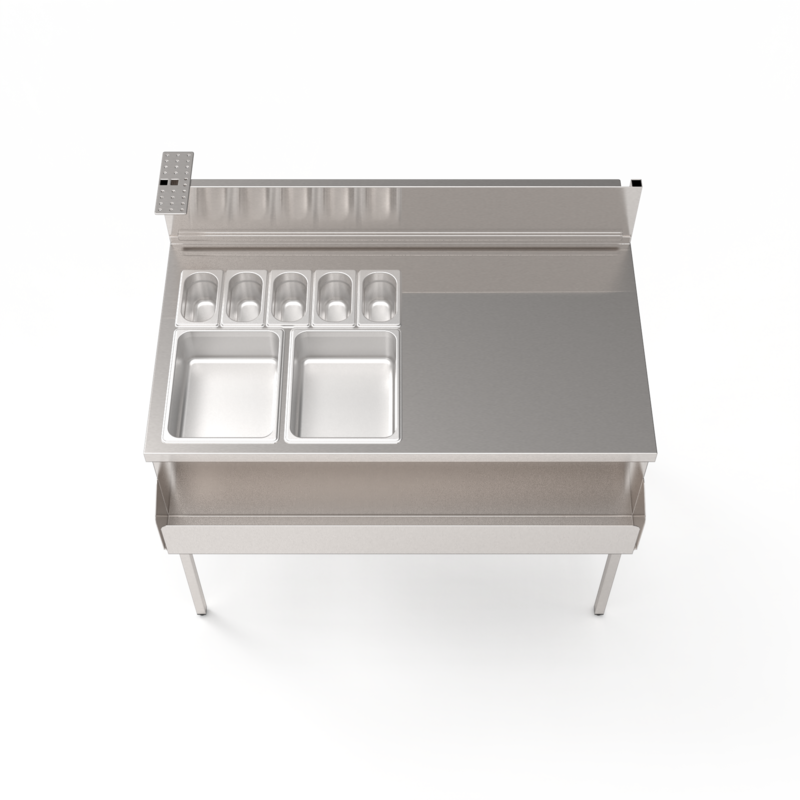 Station cocktail bac gastronorme 114 cm, bar mobile Éos