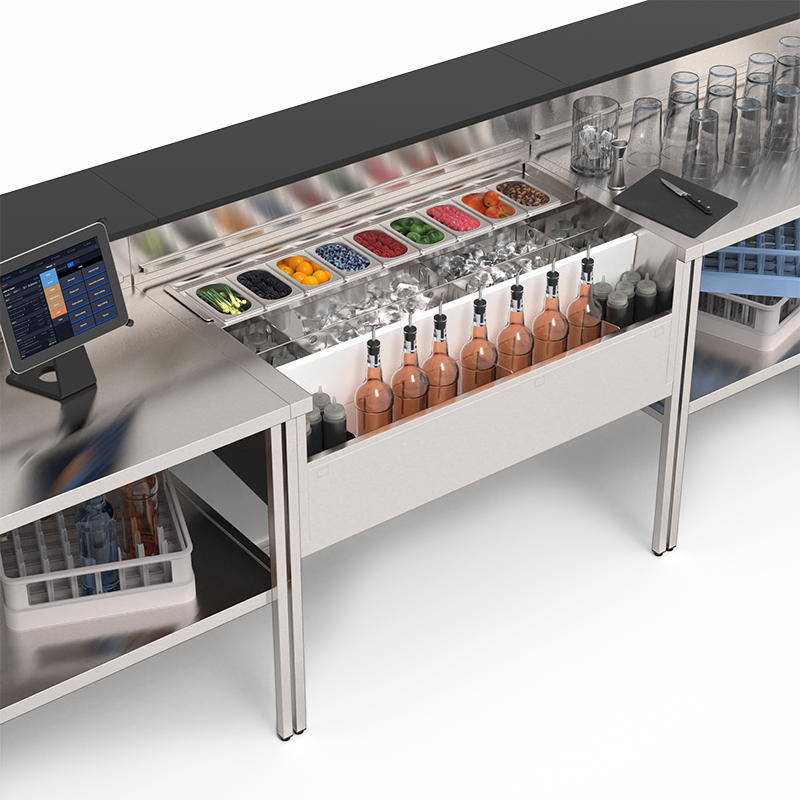 Station cocktail standard 114 cm, bar mobile Éos