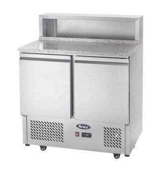 Table à pizzas compact dessus inox 2 portes
