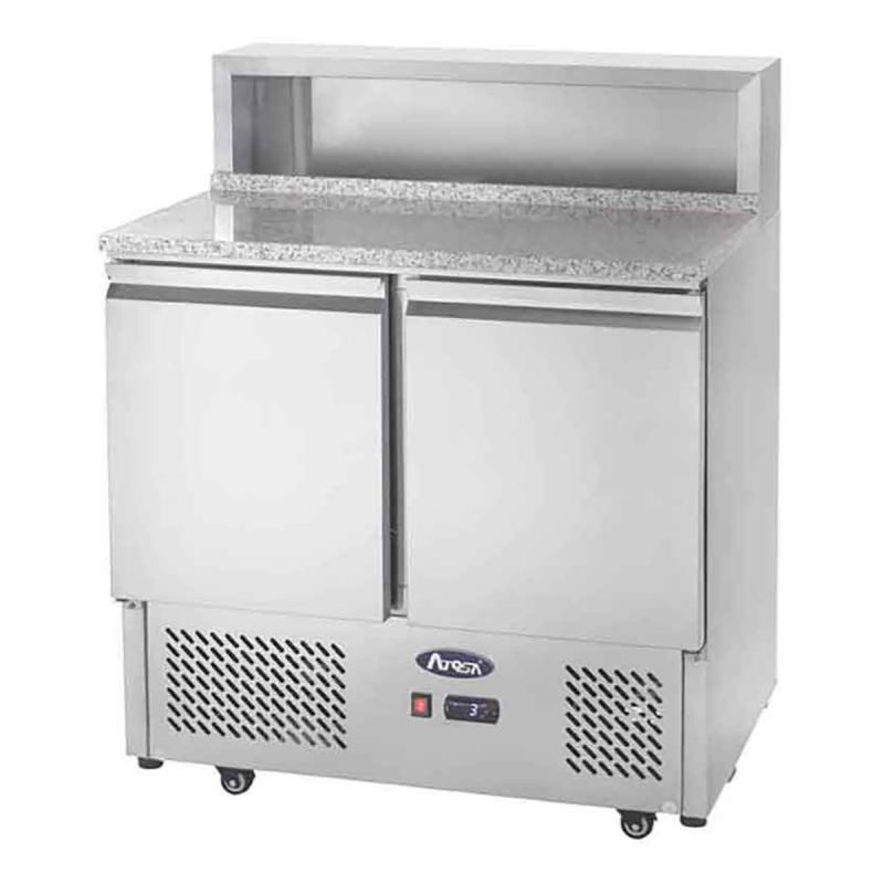 Table à pizzas compact dessus inox 2 portes