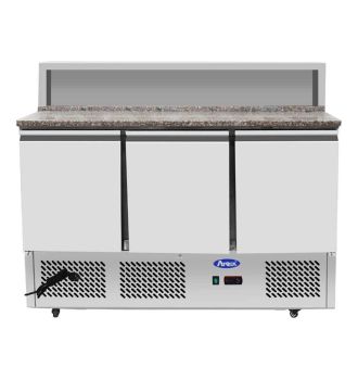 Table à pizzas compact dessus inox 3 portes