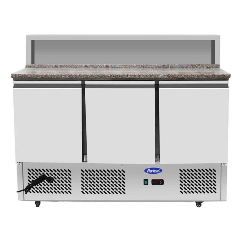 Table à pizzas compact dessus inox 3 portes