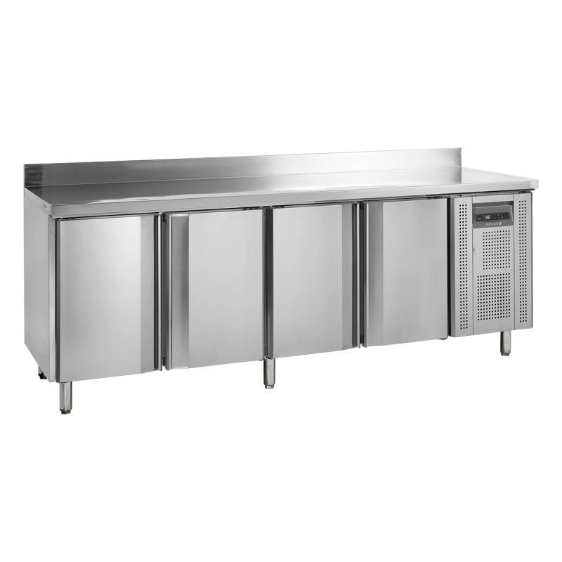Table réfrigérée négative 4 portes pleines 460 L avec table amovible
