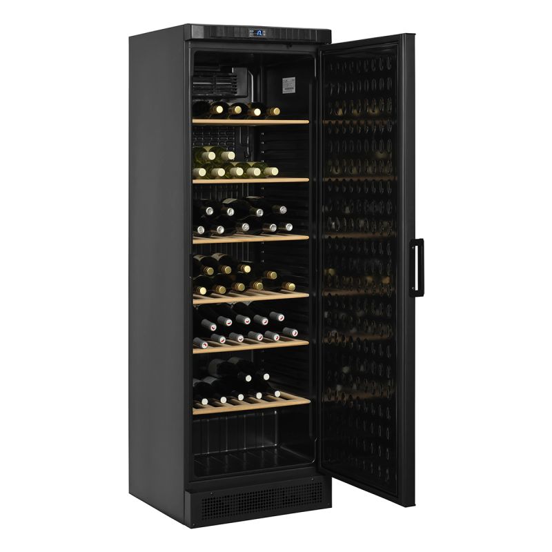 Cave à vin noire 1 porte pleine 118 bouteilles