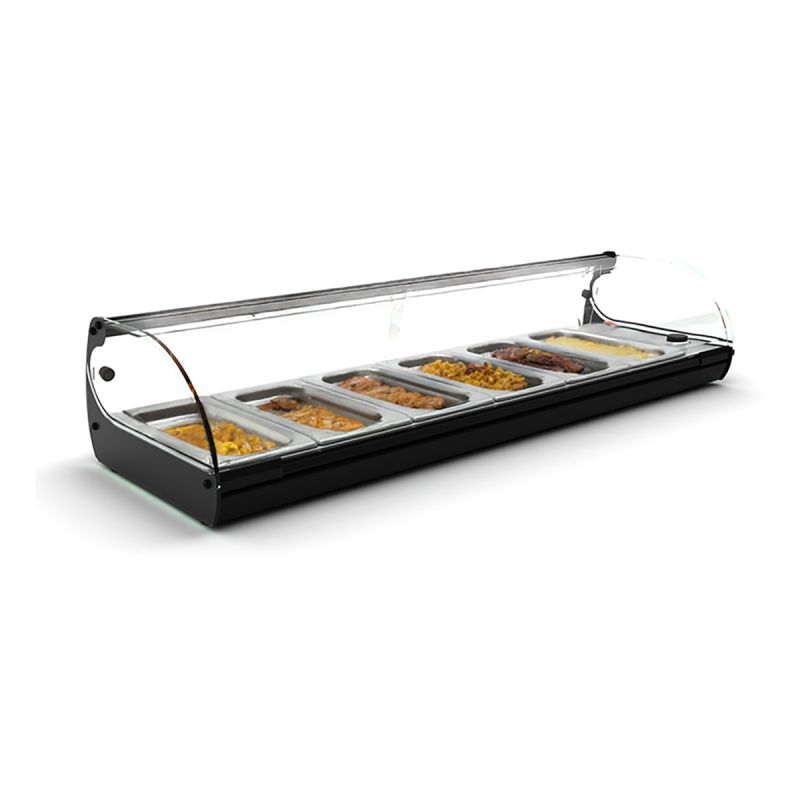 Vitrine chauffante bain marie 6 GN1/3 LED