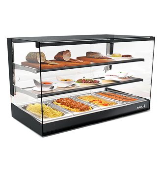 Vitrine chauffante bain marie 2 étagères L840
