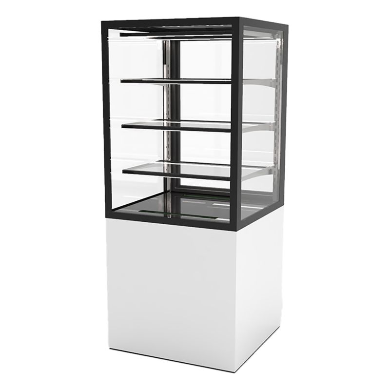 Vitrine d'exposition neutre 3 étagères service arrière L600