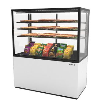 Vitrine d'exposition neutre3 étagères service arrière L1200