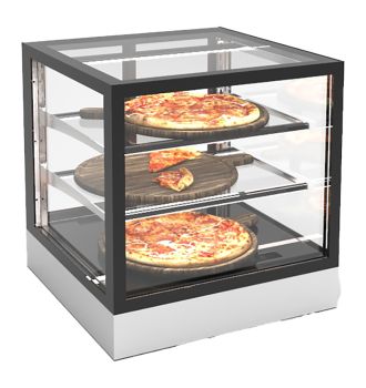 Vitrine chauffante 2 étagères service arrière L600