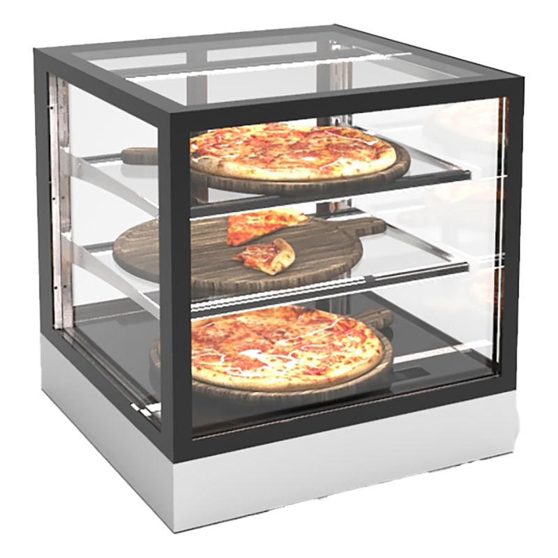 Vitrine chauffante 2 étagères service arrière L600