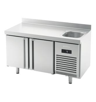 Table réfrigérée positive sous comptoir 2 portes avec évier
