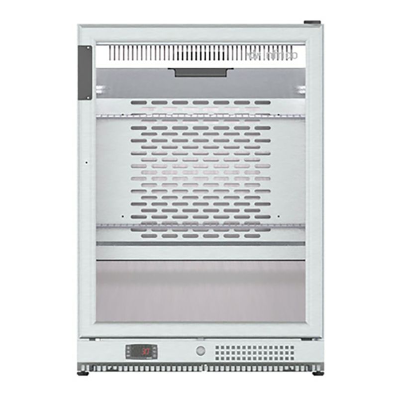 Arrière bar horizontal inox 1 porte vitrée
