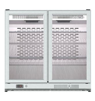 Arrière bar horizontal inox 2 portes vitrée