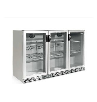 Arrière bar horizontal inox 3 portes vitrées
