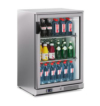 Arrière bar inox 1 porte vitrée