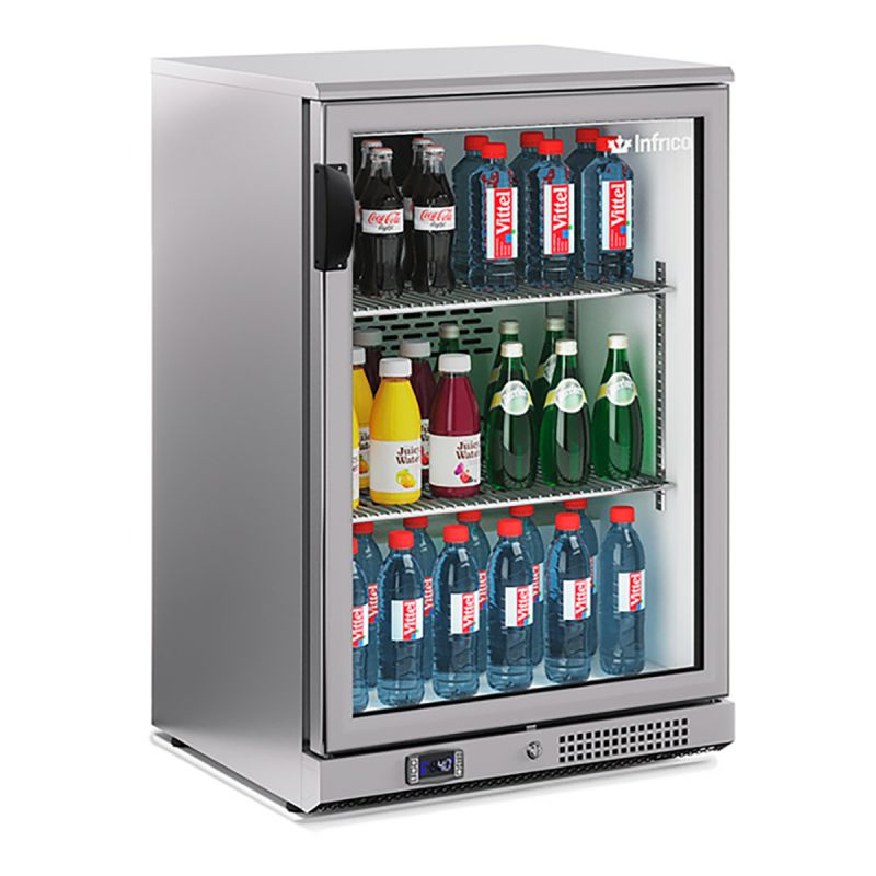 Arrière bar inox 1 porte vitrée