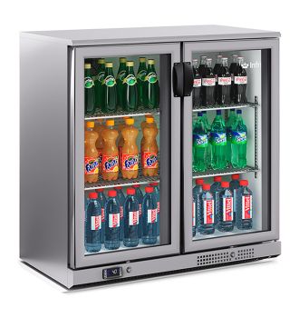 Arrière bar inox 2 porte vitrées