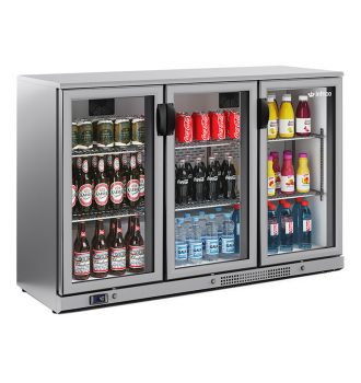 Arrière bar inox 3 portes vitrées