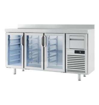 Arrière bar positif 3 portes vitrées 520 L