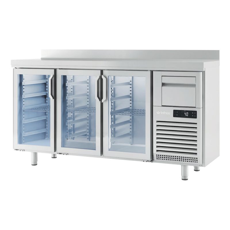 Arrière bar positif 3 portes vitrées 520 L