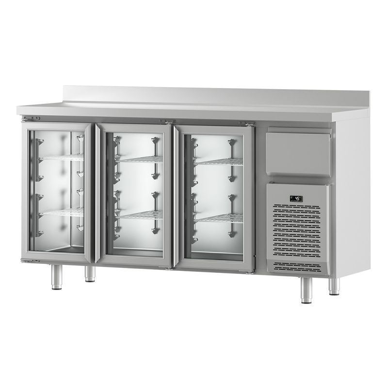 Arrière bar sous-comptoir 4 portes vitrées 730 L