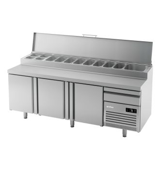 Meuble de préparation pizza positif 600x400 mm 3 portes 700 L