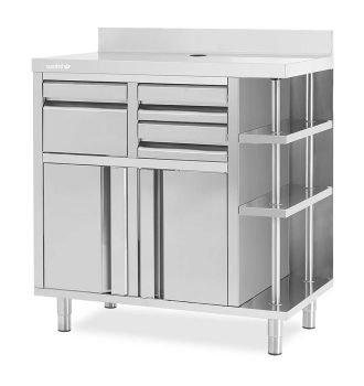 Meuble de table basse trémie à gauche