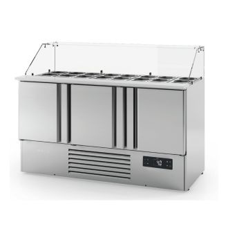 Mini table réfrigérée positive avec 15 bacs GN 3 portes