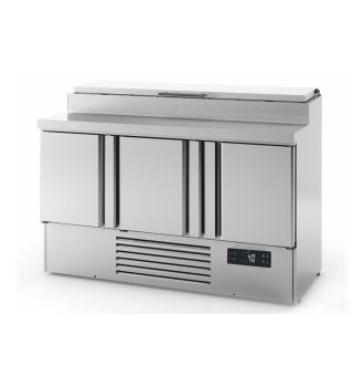 Mini table réfrigérée positive avec 5 bacs GN pour préparation salades 3 portes