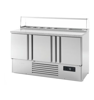 Mini table réfrigérée positive avec 6 bacs GN 3 portes