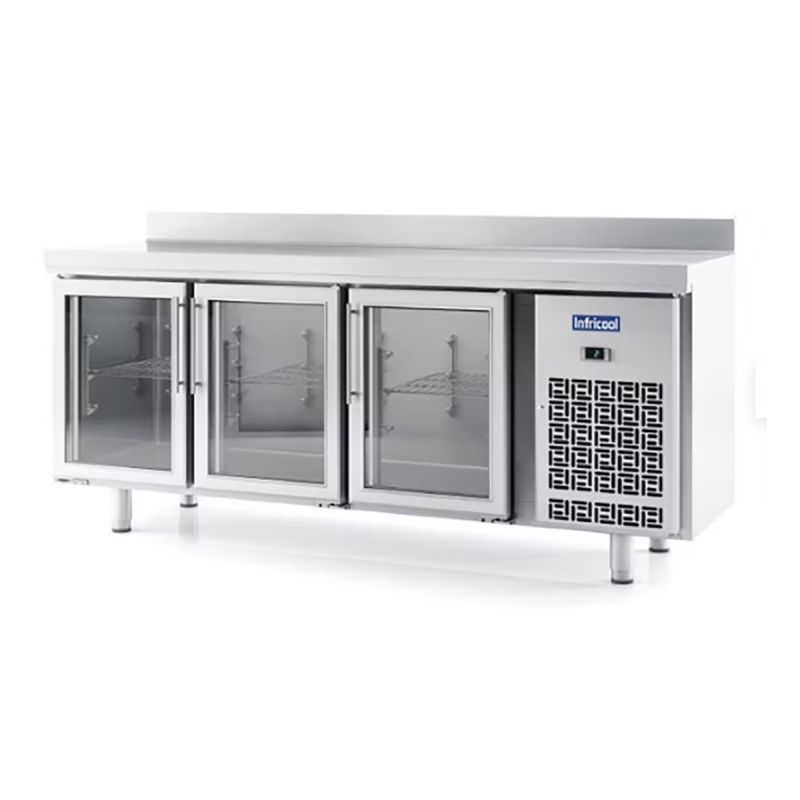 Table réfrigérée positive 3 portes vitrées 400 L