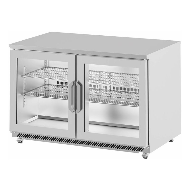 Table undercounter positive 2 portes vitrées 380 L