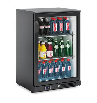 Arrière bar noir 1 porte vitrée