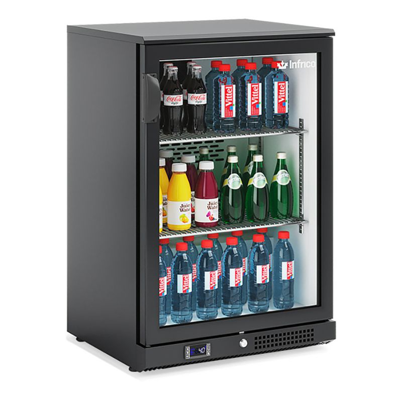 Arrière bar noir 1 porte vitrée
