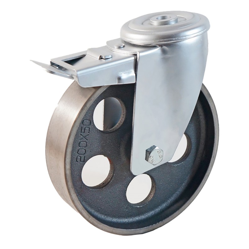 Cast iron mobile bar wheel with brake