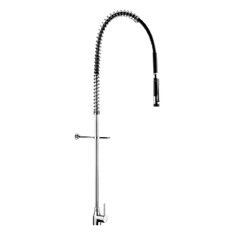 Combiné de prélavage inox sans robinet de puisage avec mitigeur sur plage