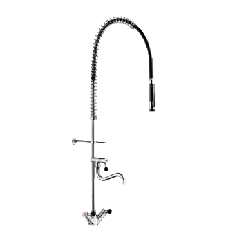 Combiné de prélavage inox avec robinet de puisage et mélangeur sur gorge
