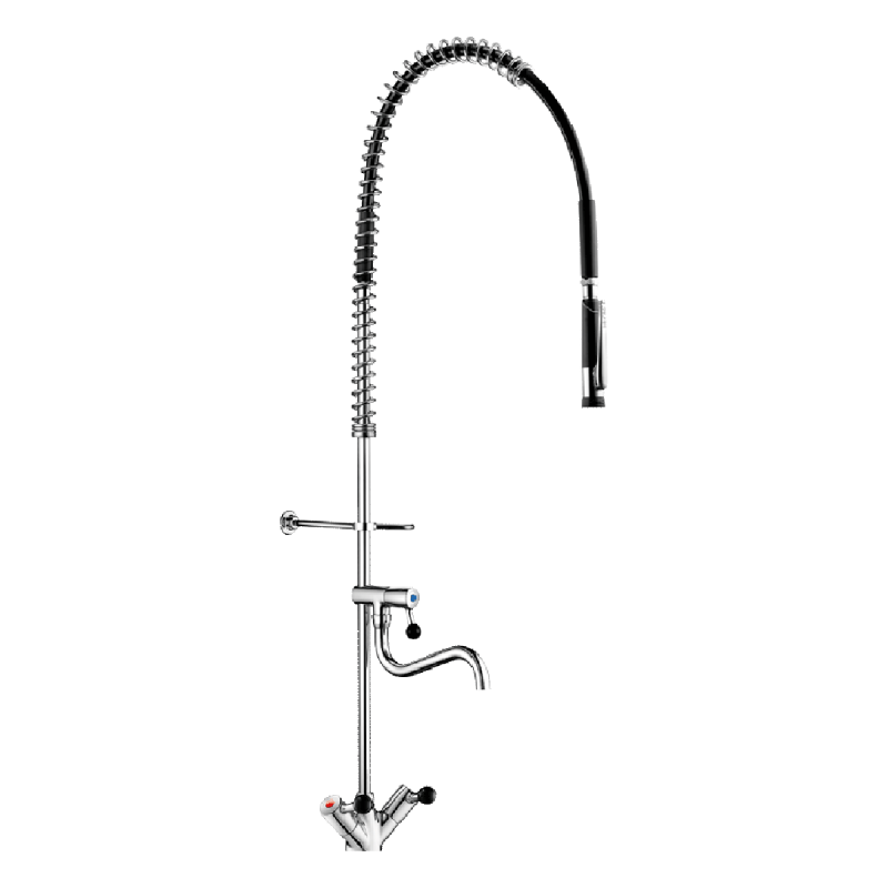 Combiné de prélavage inox avec robinet de puisage et mélangeur sur gorge