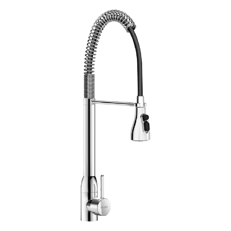 Combiné de prélavage monotrou avec colonne et douchette orientable