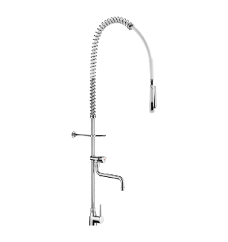 Combiné de prélavage avec robinet et bec télecopique