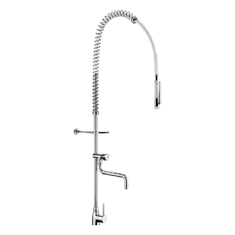 Combiné de prélavage avec robinet et bec télecopique