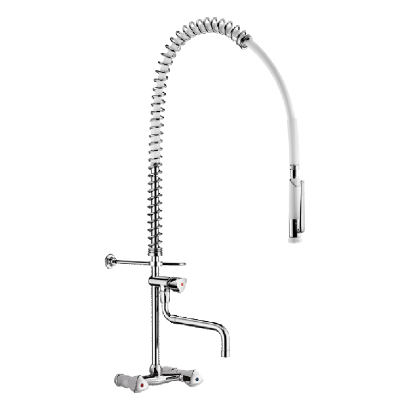 Combiné de prélavage avec robinet et bec télecopique
