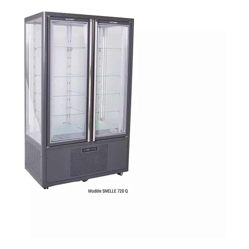 Vitrine verticale négative statique avec tablettes en verre 720 L