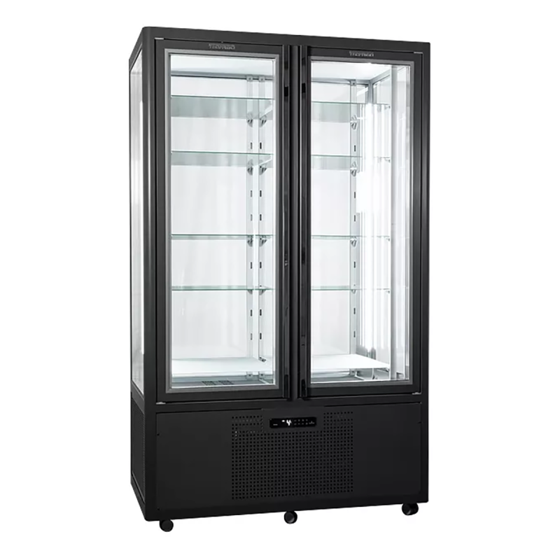 Vitrine verticale positive ventilée avec tablettes en verre 1050 L