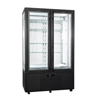 Vitrine verticale positive ventilée avec tablettes en verre 720 L