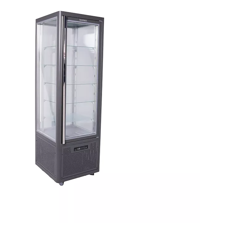 Vitrine verticale positive ventilée avec tablettes en verre 525 L